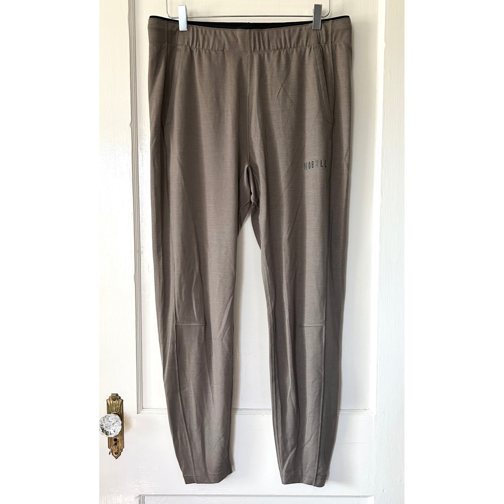 No Bull Men's Merino Wool Midweight Knit Ankle Zip Jogger Dark Beige L Gym Trail